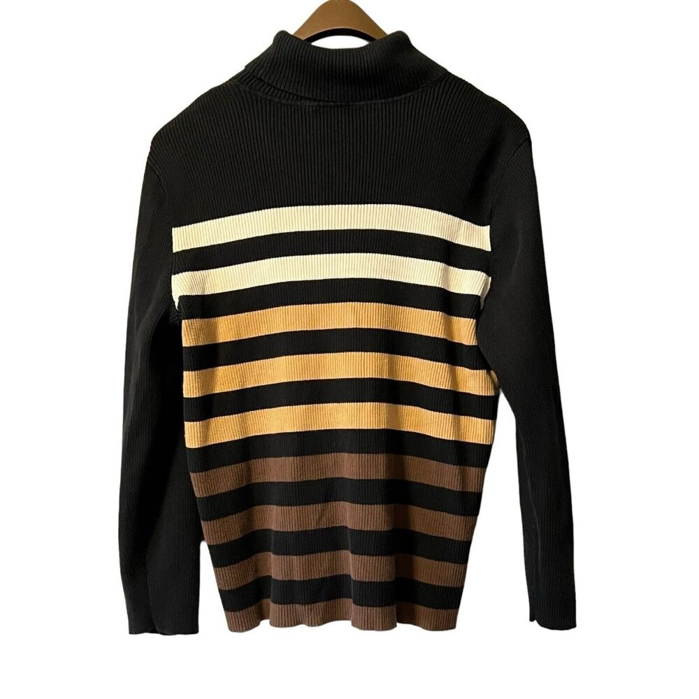 Lauren Ralph Lauren Monogram Embroidered‎ Cotton Turtleneck Shirt Brown Measured